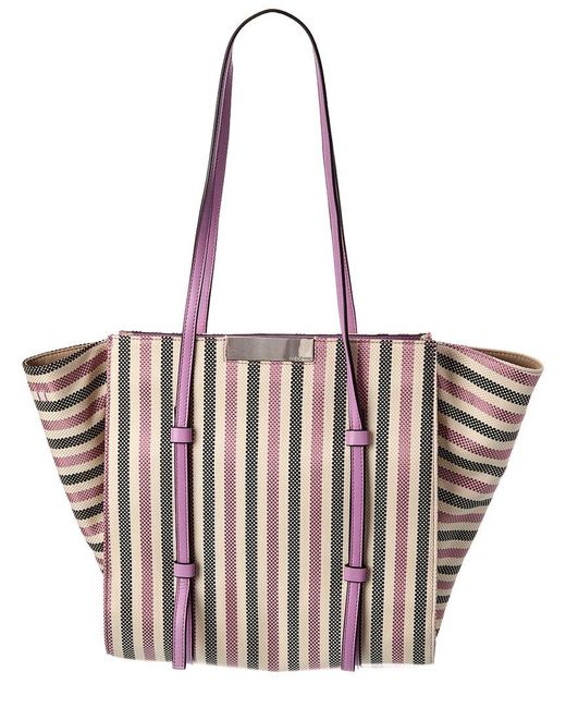 Sergio Rossi White Canvas & Leather Tote