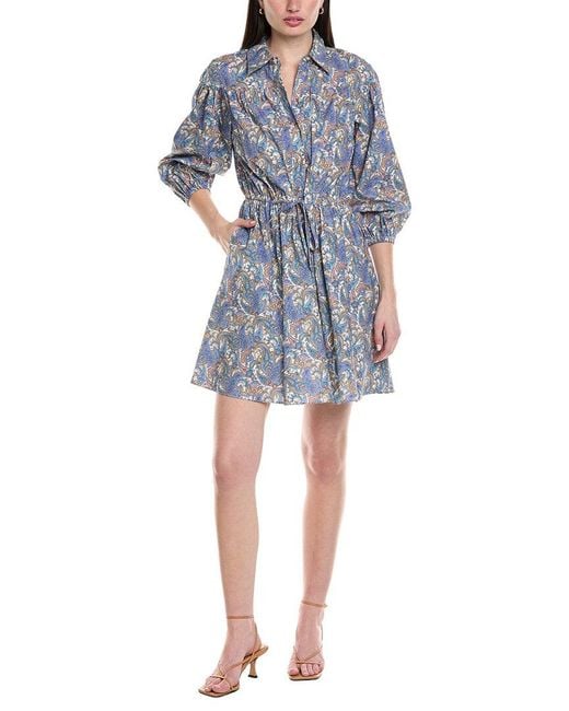 10 Crosby Derek Lam Blue Arbi Bracelet-Sleeve Shirtdress