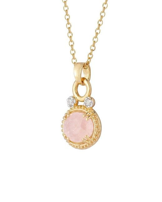 Reiss Pink 14K 2.50 Ct. Tw. Diamond & Rose Quartz Necklace