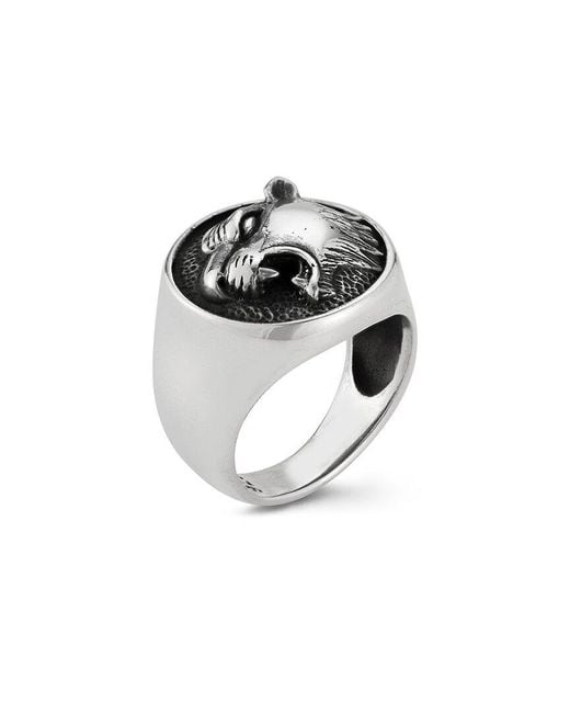 YIELD OF MEN Black Yield Of Silver Tiger Ring for men