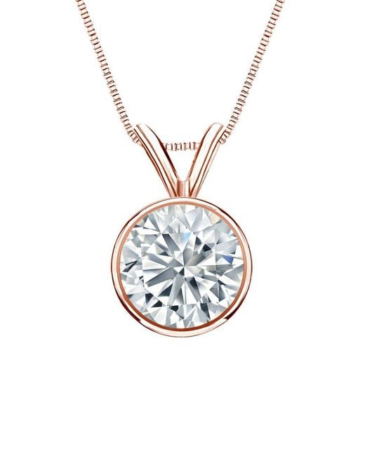Sabrina Designs Lab Grown Diamonds White 14K Rose 1.00 Ct. Tw. Lab-Grown Diamond Solitaire Necklace