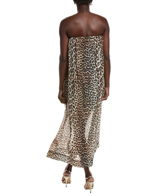 Ganni Brown Sheer Voile Maxi Strap Dress