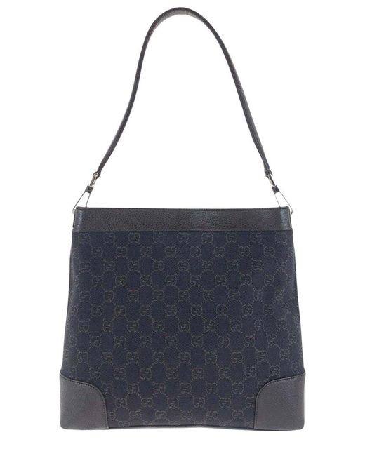 Gucci Blue GG Canvas Leather Shoulder Bag (authentic Pre-loved)