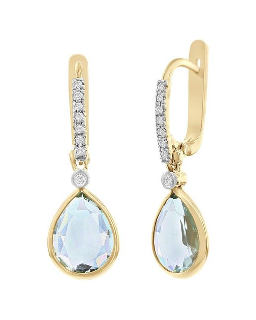 I. REISS 14k 0.14 Ct. Tw. Diamond & Blue Topaz Earrings