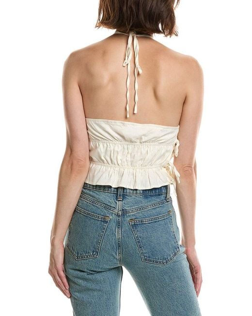Nia Blue Alix Linen-Blend Top