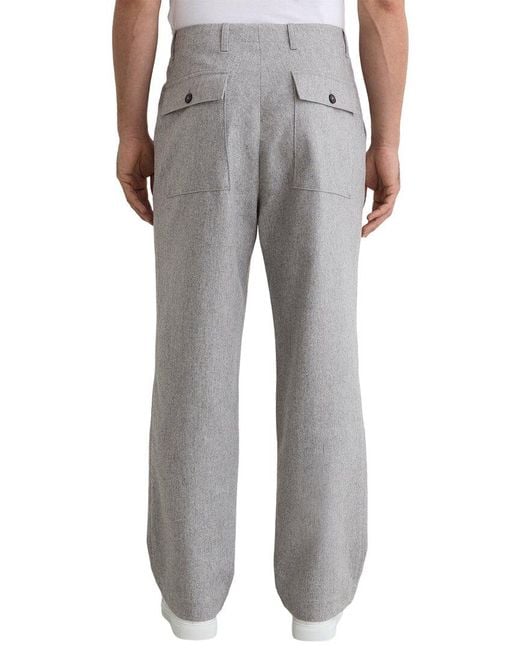 Reiss Gray Chain Wool-Blend Wide Leg Trouser for men