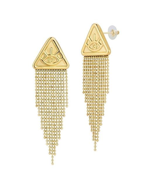 Sphera Milano Metallic Plated Evil Eye Fringe Earrings