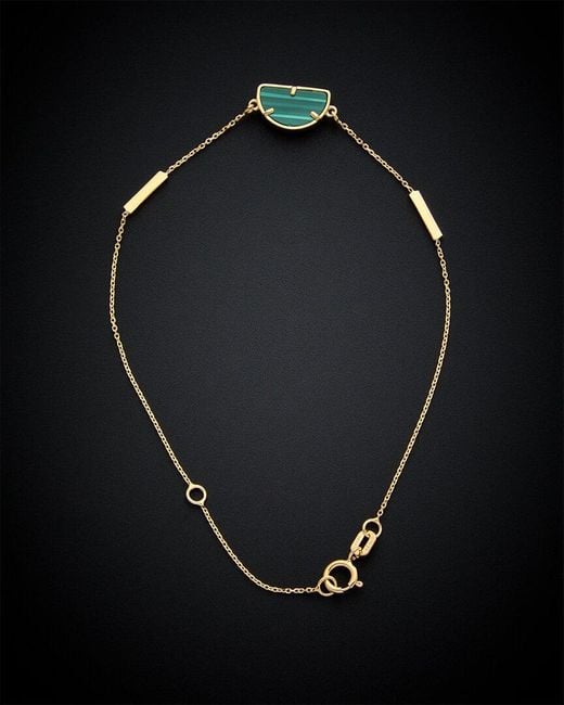 Italian Gold Black 14k Malachite Adjustable Bracelet