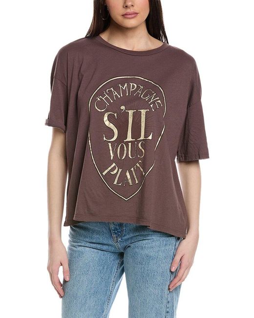 Project Social T Brown Champagne Distressed Foil Perfect T-shirt