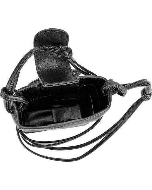 Tiffany & Fred Paris Black Hand-woven Leather Phone Crossbody