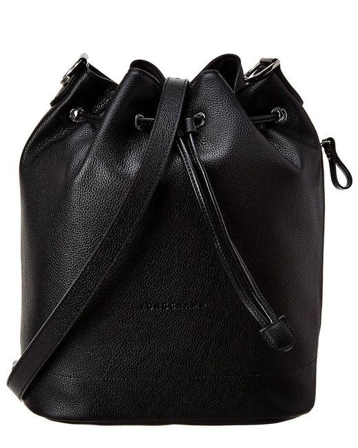 Longchamp Le Foulonne Leather Bucket Bag in Black | Lyst