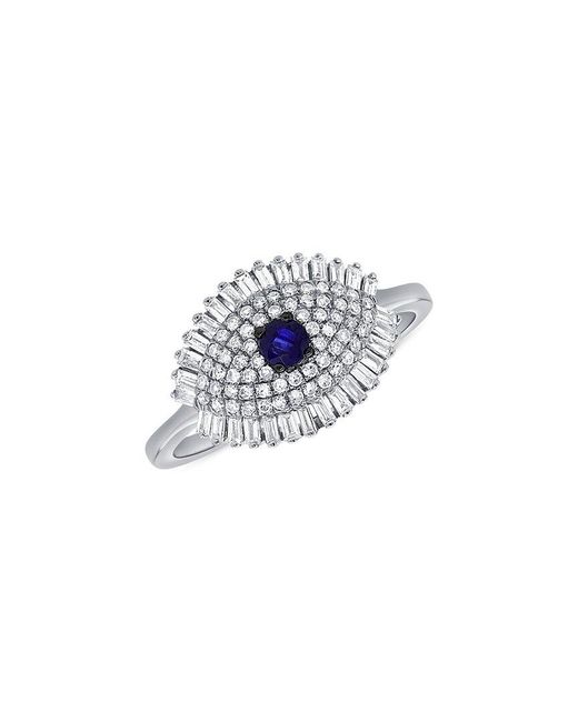 Sabrina Designs White 14K 0.65 Ct. Tw. Diamond & Sapphire Evil Eye Ring