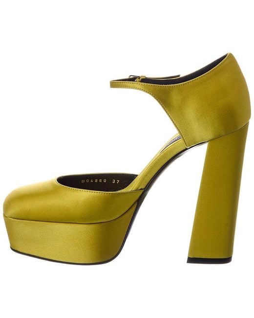 Sergio Rossi Yellow Alicia 80 Satin Platform Pump
