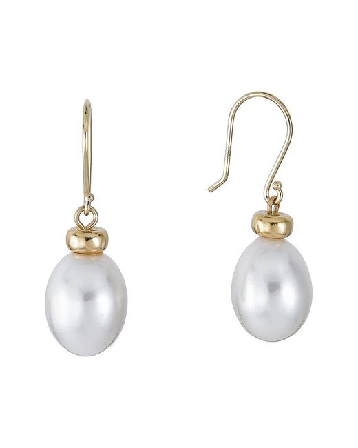Belpearl Metallic 14K 10Mm Pearl Earrings