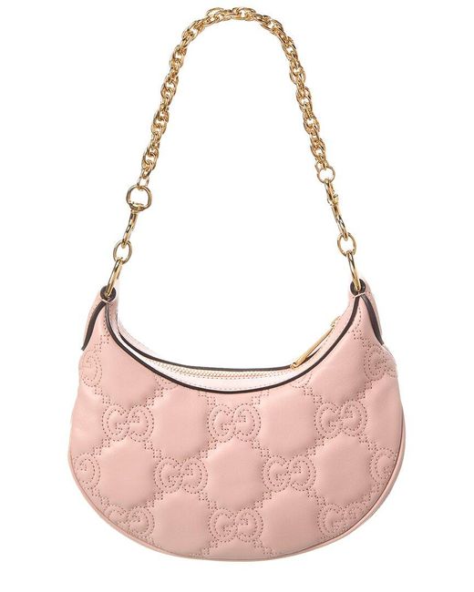 Gucci Pink GG Matelasse Mini Leather Hobo Bag