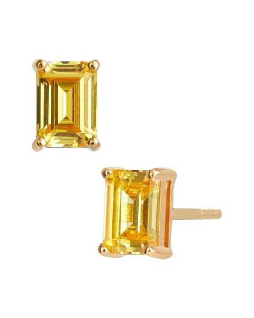 Savvy Cie Metallic 18k Over Silver Citrine November Birthstone Earrings