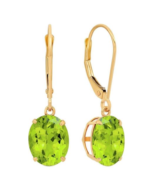 MaxColor Green 14k 5.40 Ct. Tw. Peridot Dangle Earrings