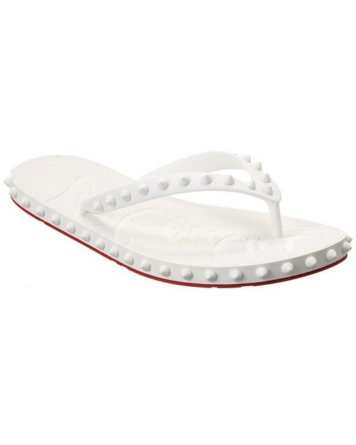 Christian Louboutin White Super Loubi Rubber Flip Flop