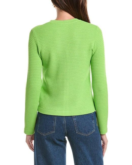 St. John Green French Iconic Inspired Knit V-Neck Cardigan
