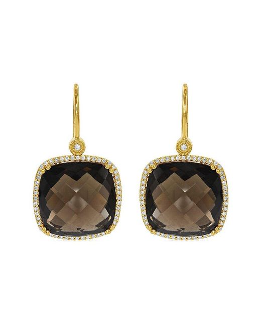Diana M Multicolor Fine Jewelry 14k 27.06 Ct. Tw. Diamond & Smokey Topaz Halo Earrings