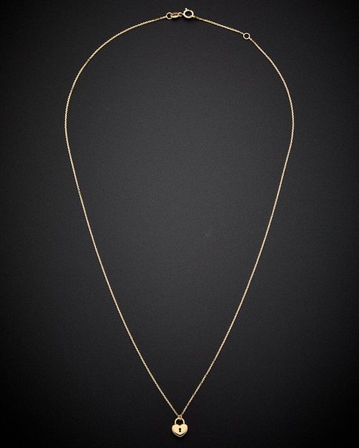 Italian Gold Black 14k Petite Heart Lock Necklace