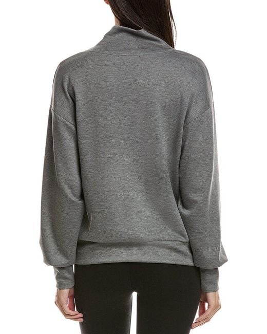 Ariella Gray Scuba 1/2-Zip Funnel Pullover