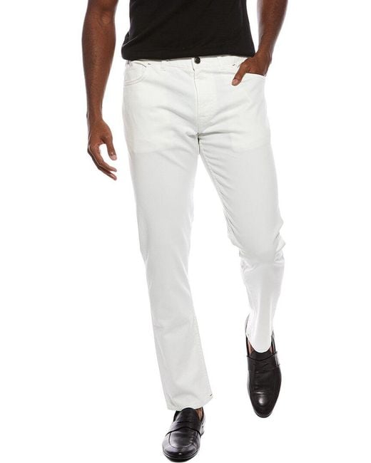 Isaia White Slim Straight Pant for men