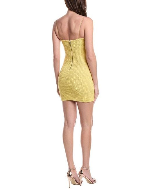 Alice + Olivia Yellow Fifi Embellished Fitted Mini Cami Dress