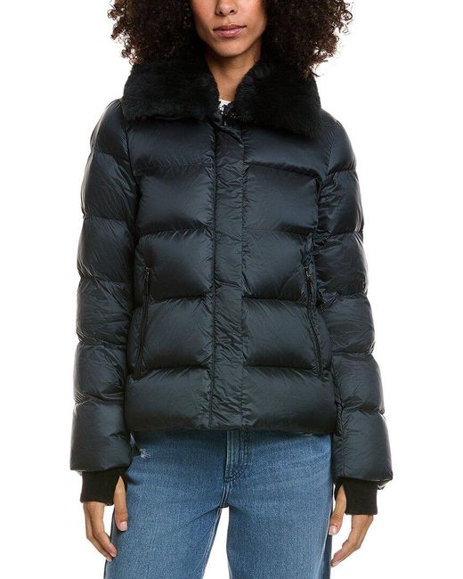 Dawn Levy Black Vera Down Fur Trim Jacket