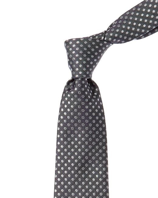 Canali Gray Silver Dot Silk Tie for men