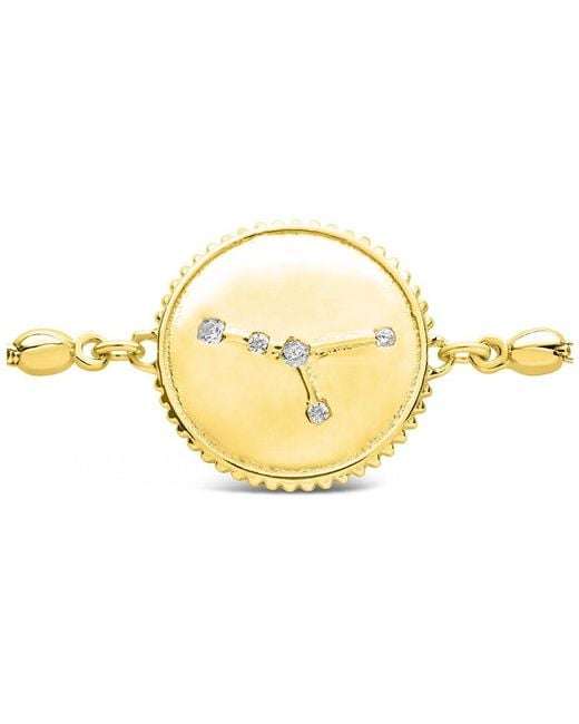 Sterling Forever Metallic 14k Over Silver Cz Cancer Disc Bolo Bracelet