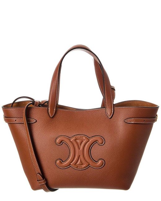 Céline Brown Cabas Anais Mini Leather Tote