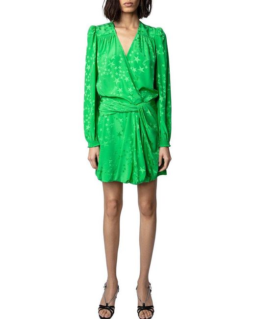Zadig & Voltaire Green Recol Silk Mini Dress