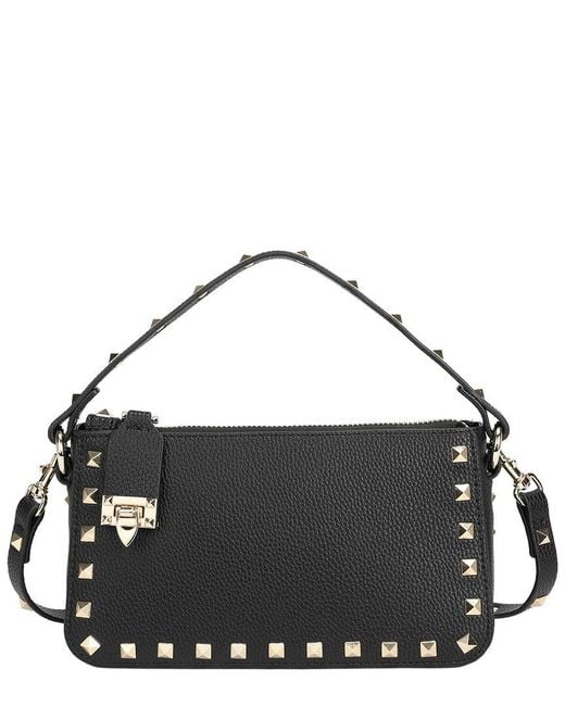 Tiffany & Fred Paris Black Metallic Studded Convertible Shoulder Bag