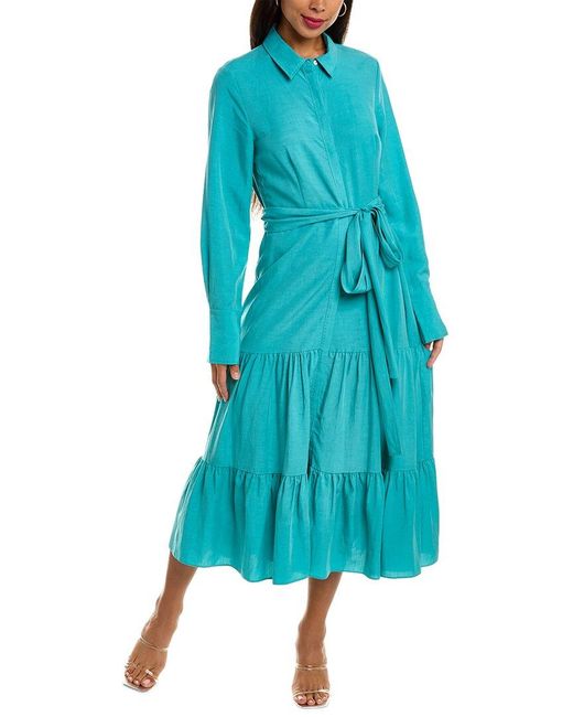 Kobi Halperin Blue Lidia Linen-blend Dress