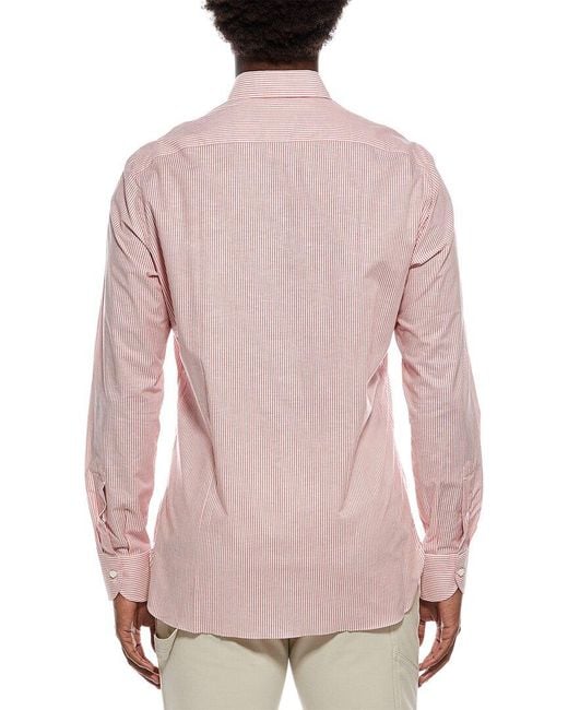 Isaia Pink Linen-Blend Dress Shirt for men