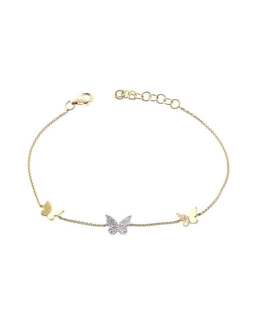 Sabrina Designs White 14k 0.11 Ct. Tw. Diamond Butterfly Station Bracelet