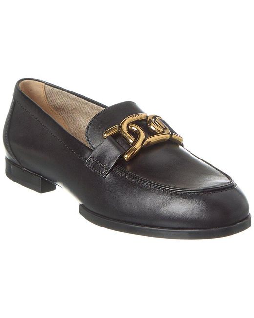 Tod's Black Chain-embellished Leather Loafer