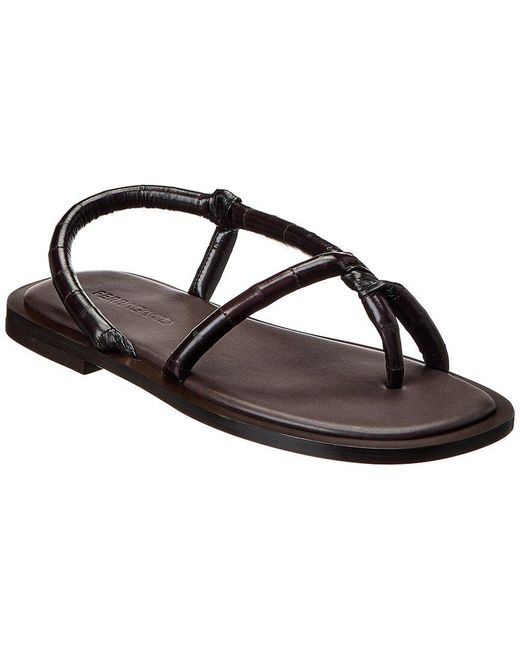 Ferragamo Black Filone Leather Sandal for men