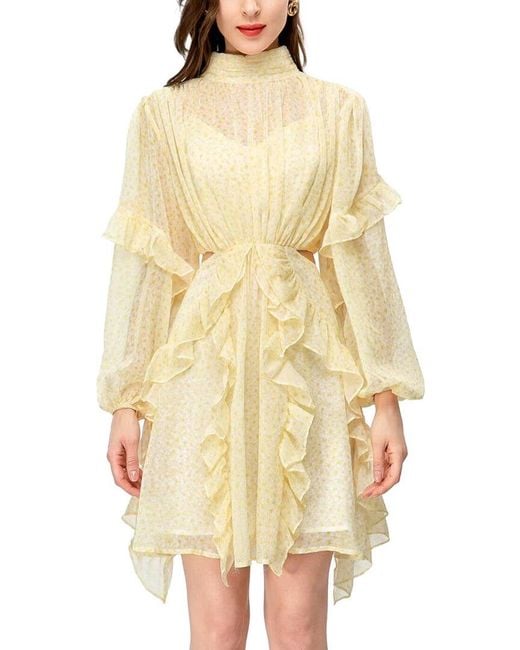 BURRYCO Yellow Long Sleeve Mini Dress