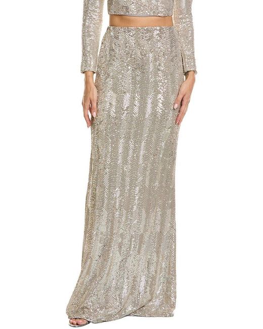 L'Agence Gray Sequin Zeta Long Skirt