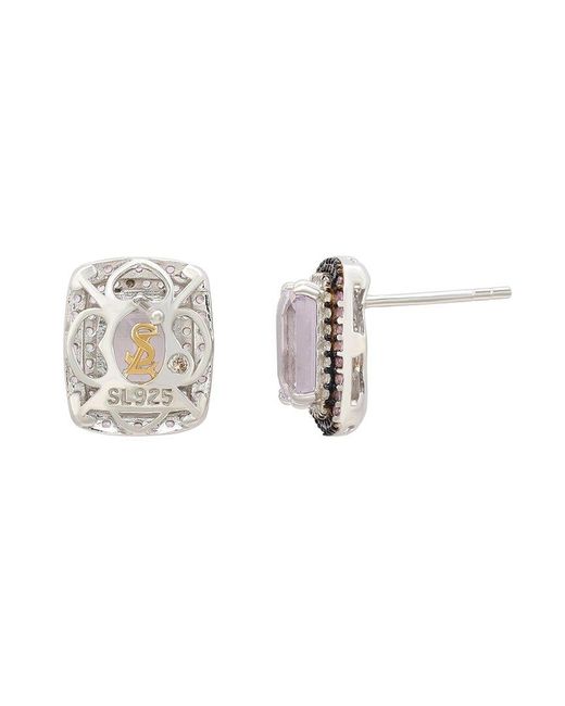 Suzy Levian Multicolor Silver 0.02 Ct. Tw. Diamond & Gemstone Earrings
