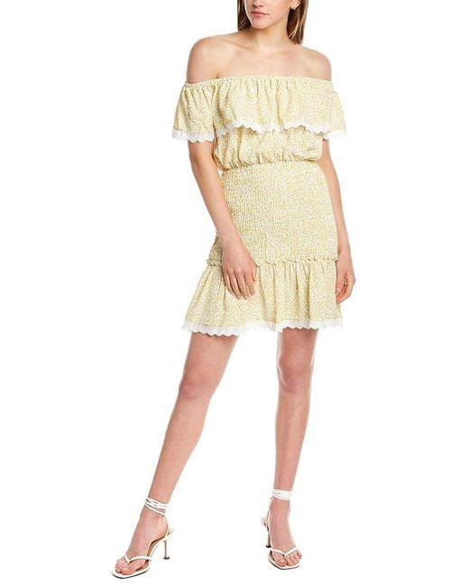 Stellah Natural Smocked Mini Dress