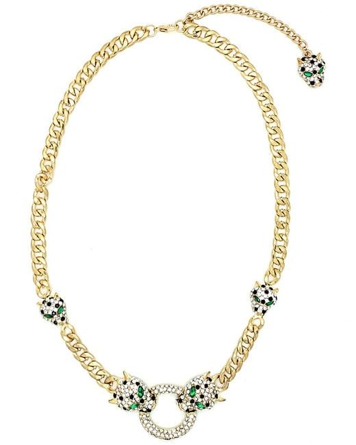 Eye Candy LA Metallic Double Leopard Necklace