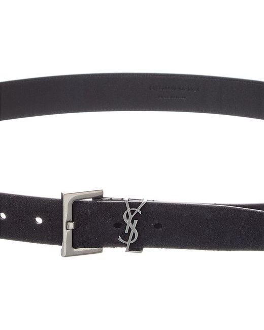 Saint Laurent Blue Cassandre Suede Belt