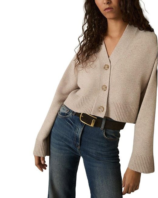 Reiss Blue Rixy Wool & Cashmere-Blend Cardigan
