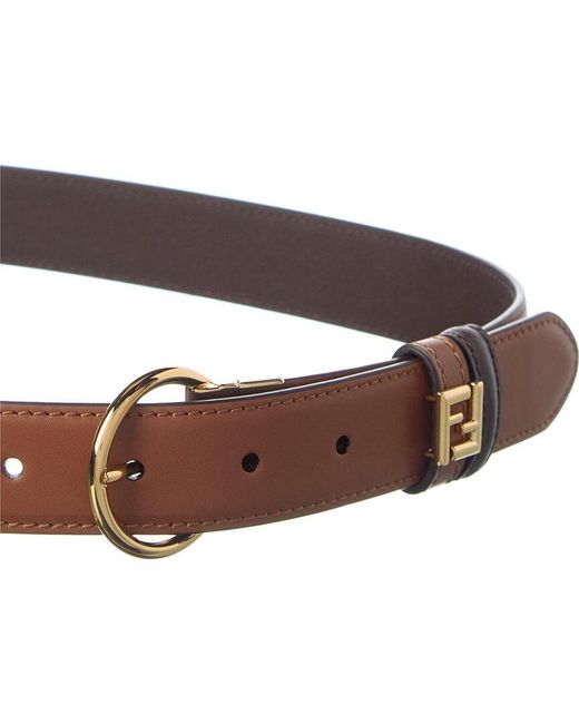 Fendi Brown Ff Reversible Leather Belt