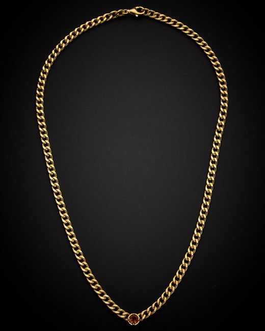 Italian Gold Over Silver Black 14K Gemstone Necklace