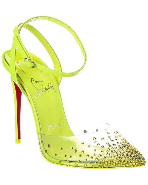 Christian Louboutin Yellow Spikaqueen 100 Vinyl & Patent Pump
