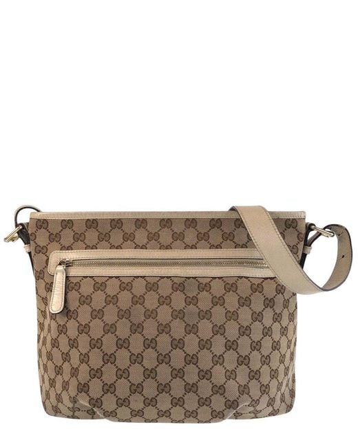 Gucci Brown Beige GG Canvas & Leather Shoulder Bag (authentic Pre-loved)